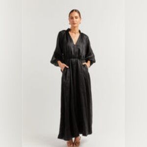 DISSH Black Maxi Dress EMPIRE BLACK SMOCK MIDI DRESS - 4 / BLACK